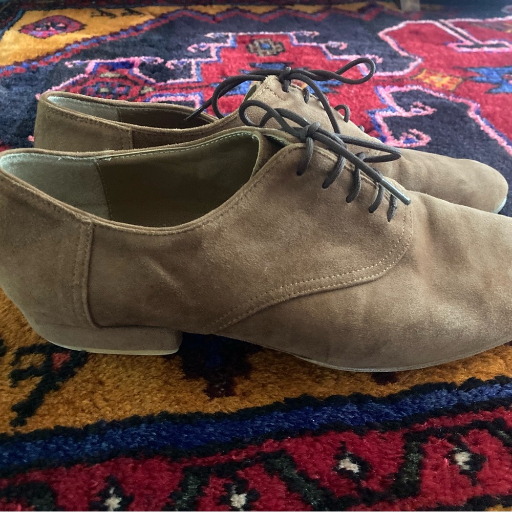 Brown suede, tango dance shoes, 9.5 men’s size